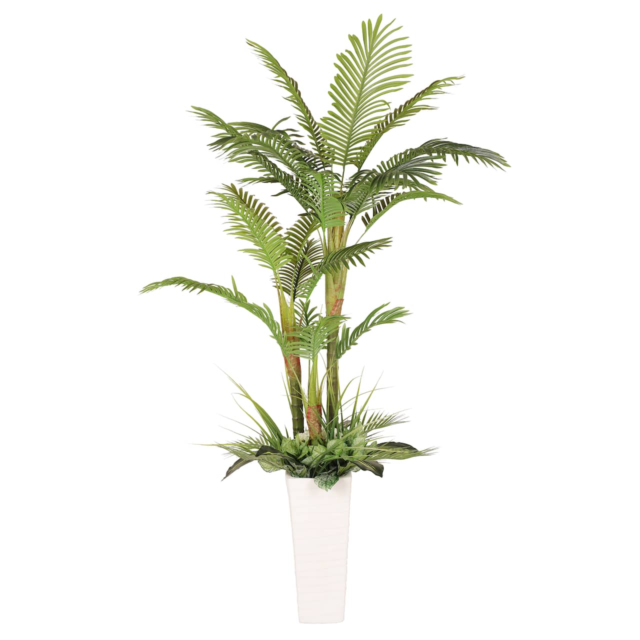 6ft. Artificial Areca Palm Tree in White Decorative Pot